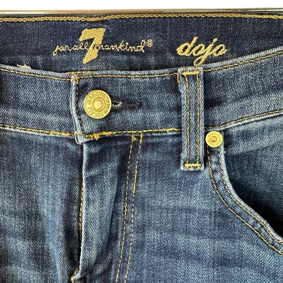 7FAMK Dojo Jeans Dark Wash Denim Flare Leg Size 25 7 for all Mankind - Picture 3 of 6